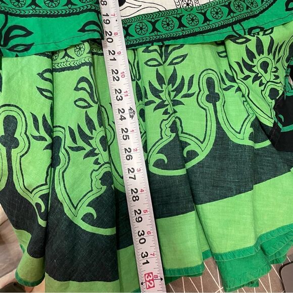 Connection 18 Green Aztec Print Full A-line Skirt Low High Summer Beach Party - Picture 8 of 8